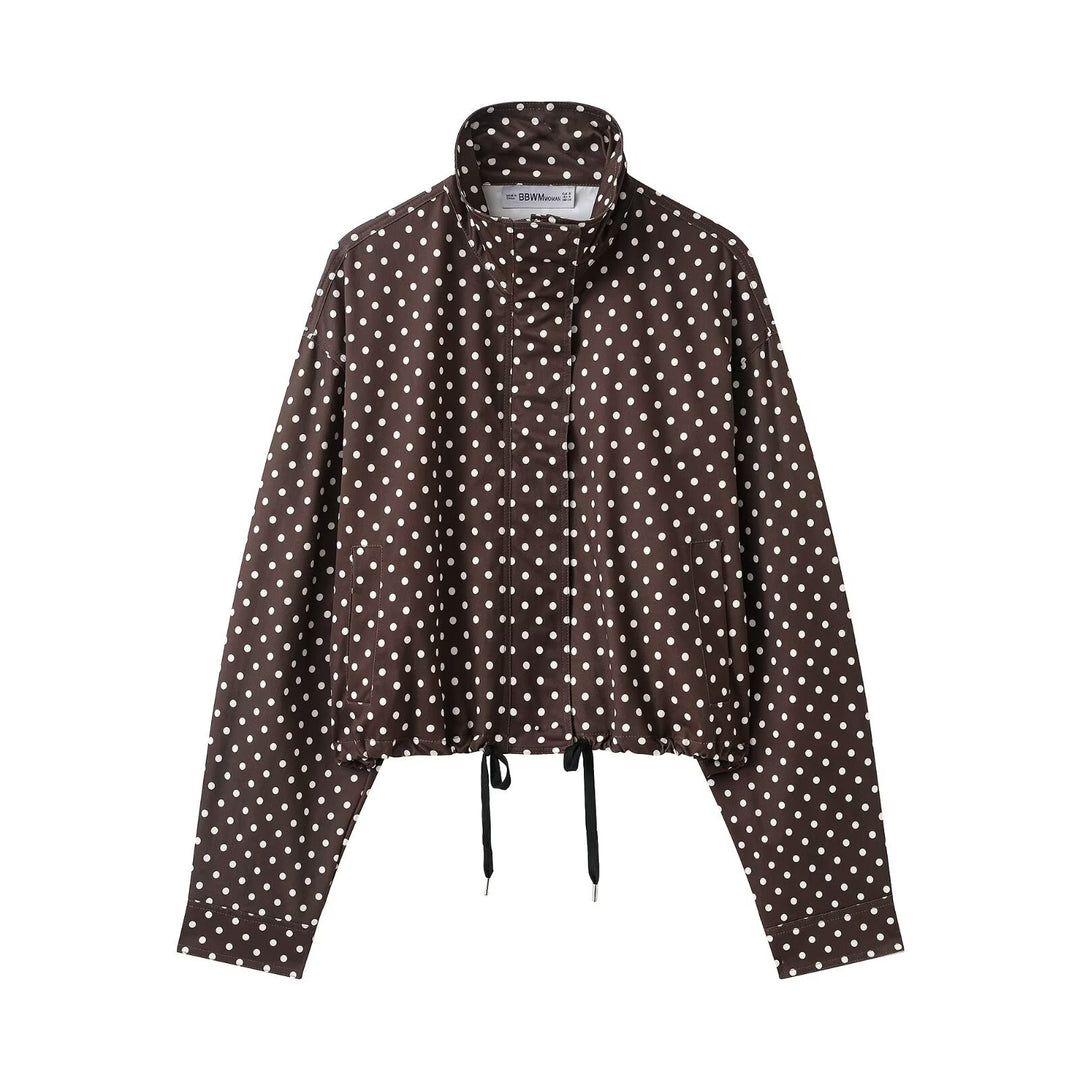 Damen nan kurz geschnittene Regenjacke mit Punktmuster und verstellbarem Kordelzug Echo Archiv