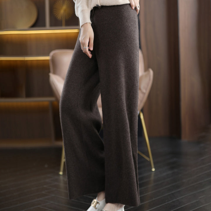 Damen High‑Waist Palazzo‑Strickhose mit Kordelzug und kaschmirähnlicher Weichheit Echoarchiv