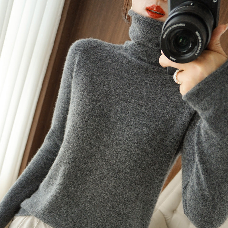 Damen Weicher Rollkragenpullover aus Kaschmir‑Look mit Daumenloch und figurbetonter Silhouette Echoarchiv