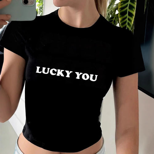Damen Crop-T-Shirt mit kreativem Totenkopf-Design und figurbetontem Schnitt Echo Archiv
