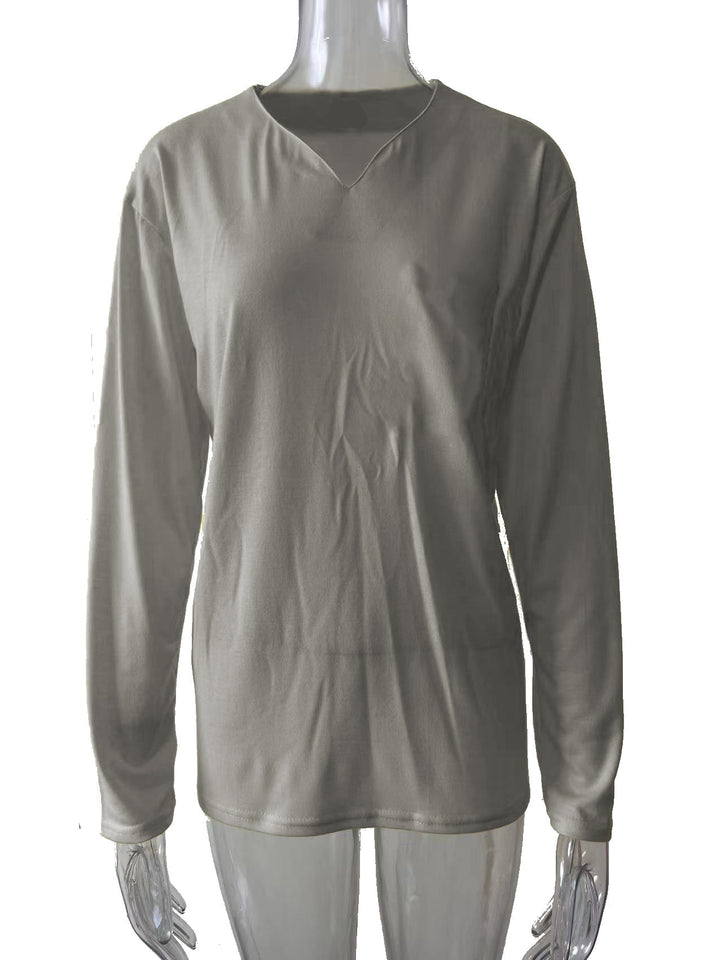 Damen nan legeres Langarmshirt mit V-Notch-Ausschnitt, Brusttasche und lockerer Oversize-Passform Echo Archiv