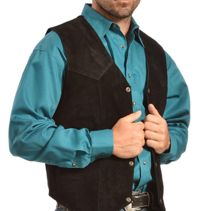 Herren Wildlederweste mit seitlichen Taschen und Druckknopfverschluss Echoarchiv