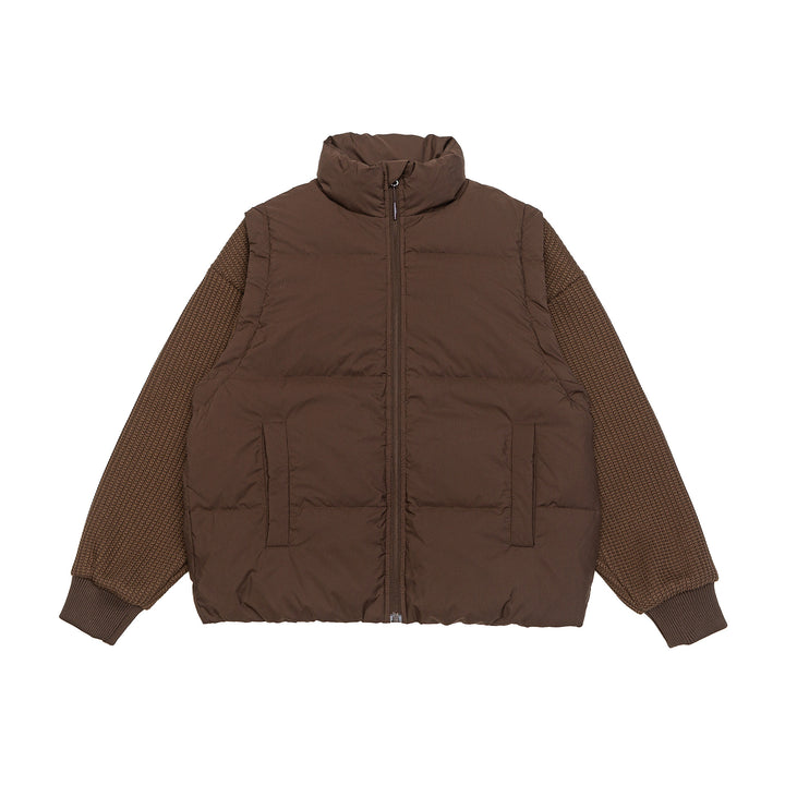Herren Gefütterte Hybrid‑Steppjacke mit Strickärmeln und hohem Stehkragen Echoarchiv