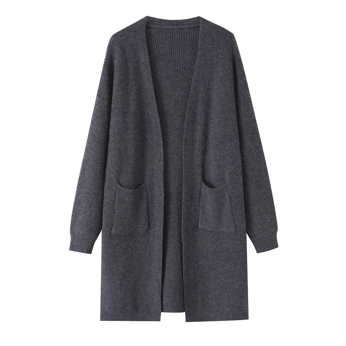Damen Langer Oversize Strickcardigan mit aufgesetzten Taschen Echoarchiv