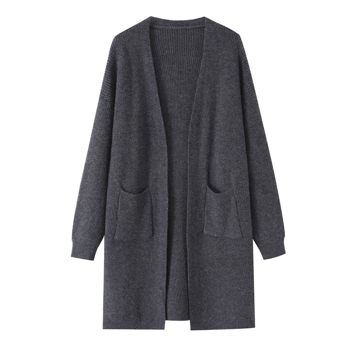 Damen Langer Oversize Strickcardigan mit aufgesetzten Taschen Echoarchiv