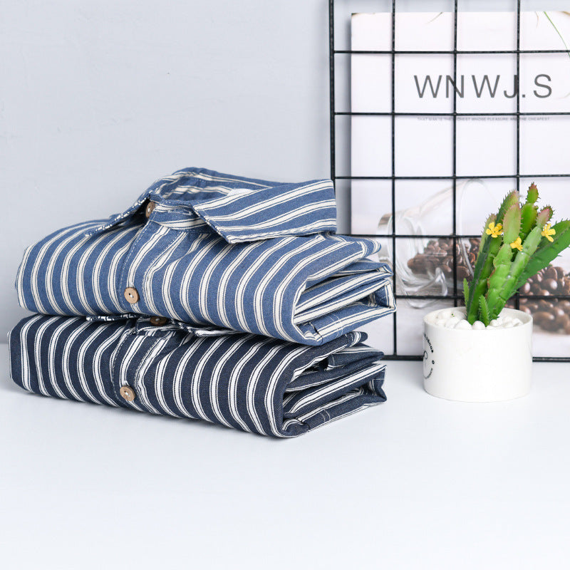 Herren Lässige Streifen-Leinenmix-Hemdjacke im Relaxed-Fit mit Brusttasche Echoarchiv
