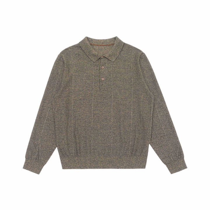 Unisex Feinstruktur-Polo-Strickpullover mit Hemdkragen und geripptem Saum Echoarchiv