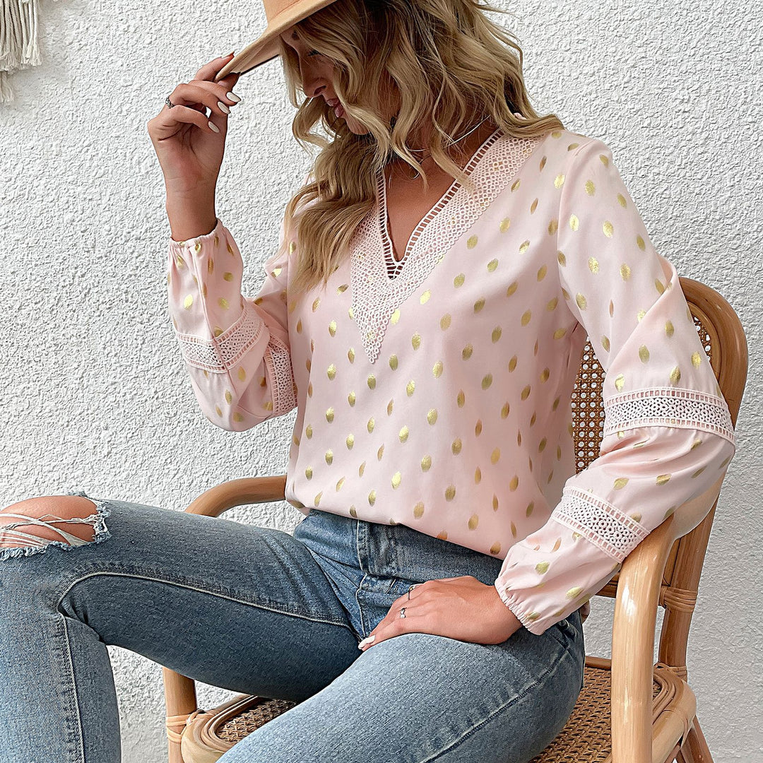 Damen Elegantes Blusenshirt mit Rüschen und Gold-Details Echo Archiv