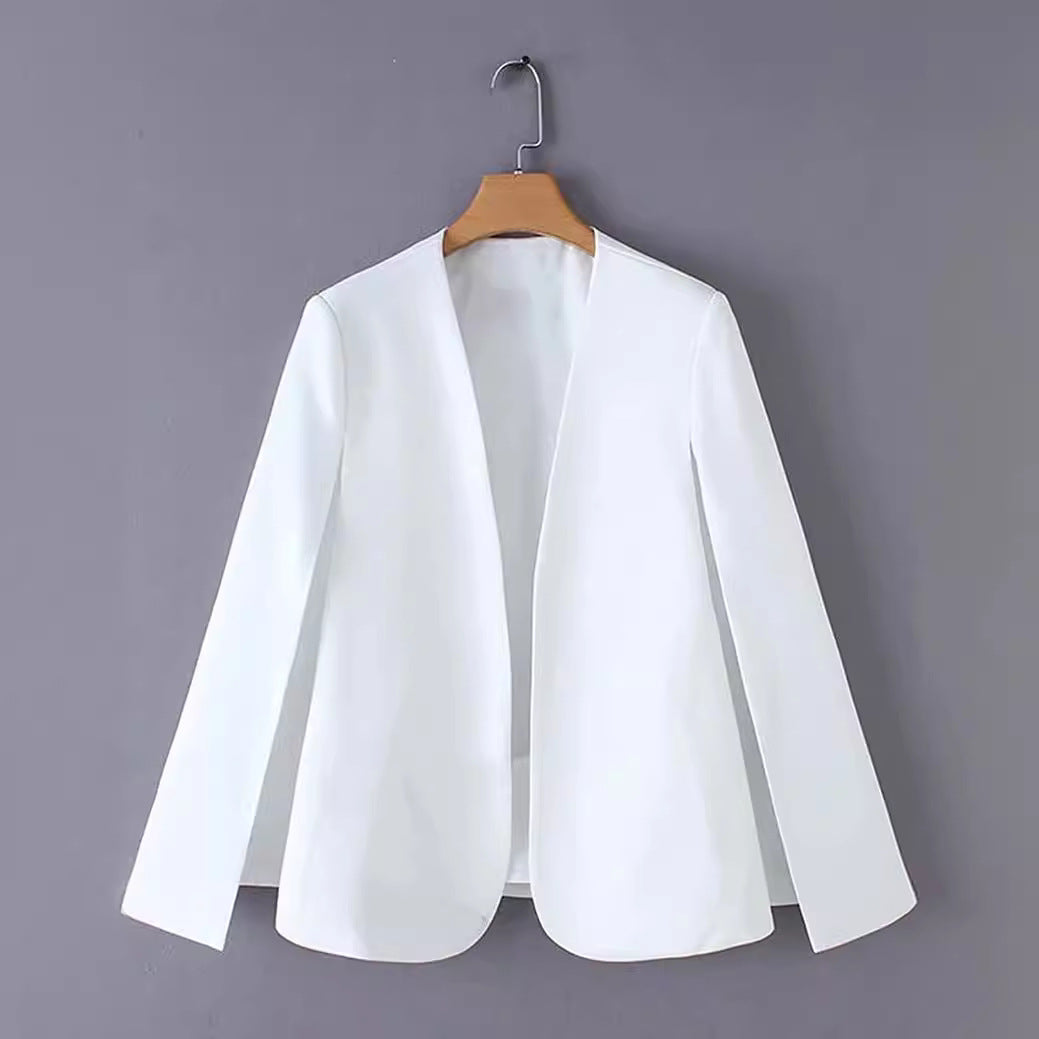 Damen Eleganter Cape‑Blazer mit offenen Ärmelschlitzen und cleanem Fall Echoarchiv