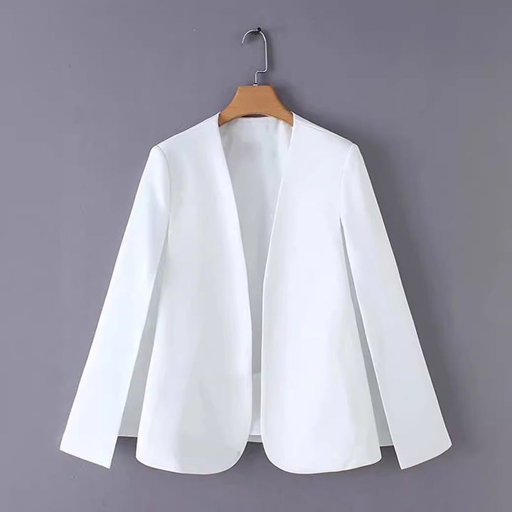 Damen Eleganter Cape‑Blazer mit offenen Ärmelschlitzen und cleanem Fall Echoarchiv