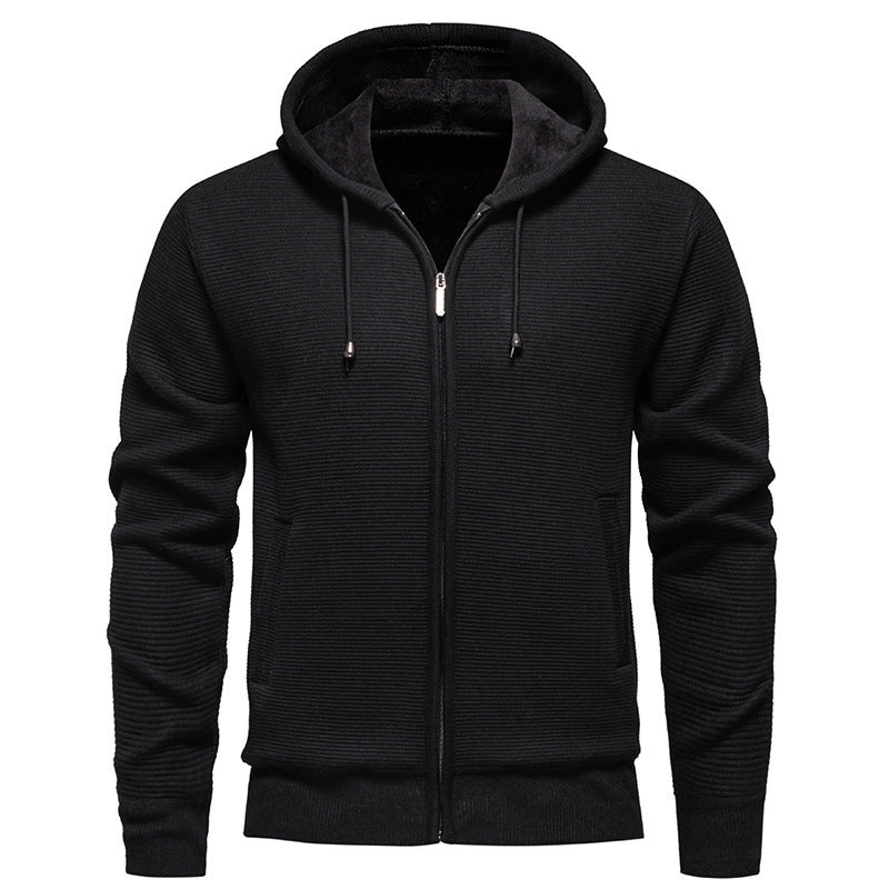 Herren moderne Kapuzenjacke mit strukturierter Oberfläche und weichem Innenfutter Echoarchiv