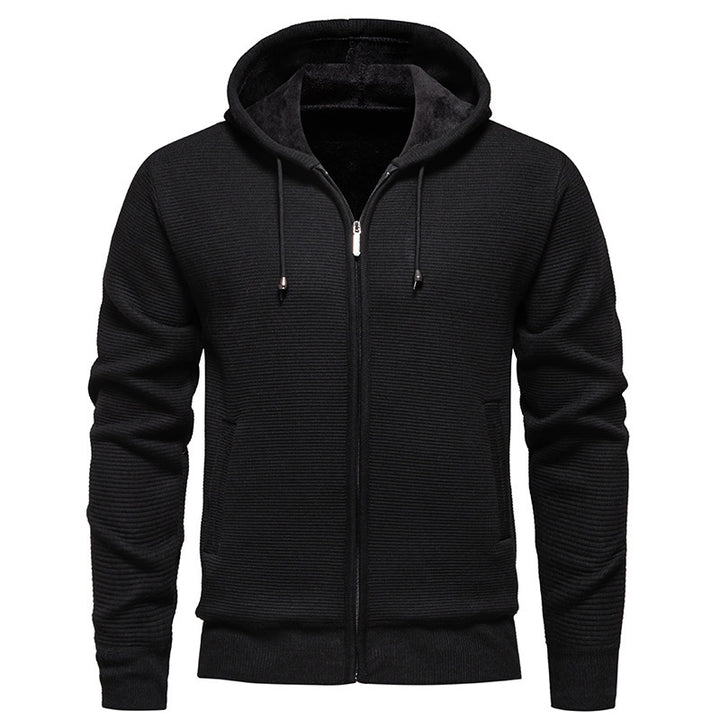 Herren moderne Kapuzenjacke mit strukturierter Oberfläche und weichem Innenfutter Echoarchiv