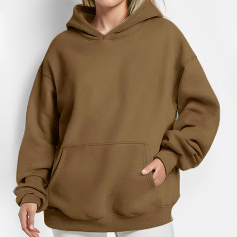 Damen nan oversized Kapuzenpullover mit Kängurutasche, French-Terry Innenfutter und überschnittener Schulter Echo Archiv
