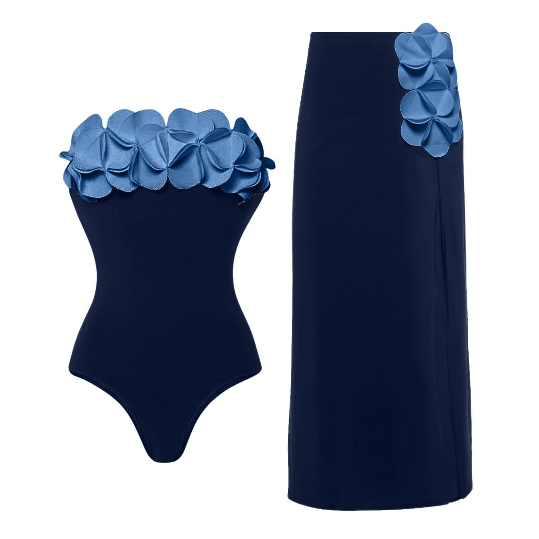 Damen Schwimmanzug mit asymmetrischem Schnitt und floralen Applikationen Echo Archiv