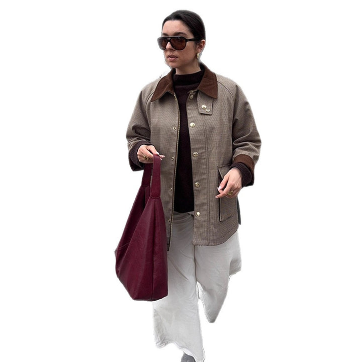 Damen Oversize-Fieldjacke mit Samtkragen und großen Pattentaschen Echoarchiv