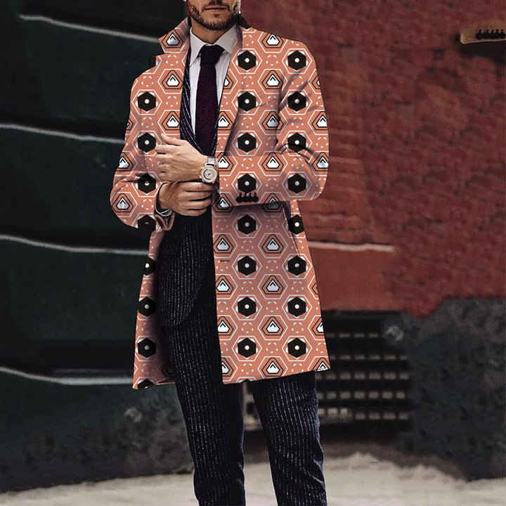 Herren Eleganter Trenchcoat mit Halloween-Motiv und klassischem Schnitt Echoarchiv