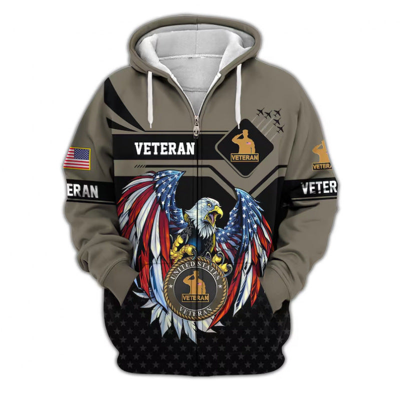 Herren Kapuzensweater mit amerikanischem Veteranenmotiv Echoarchiv