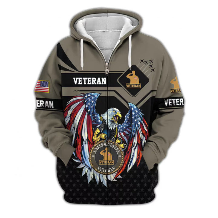 Herren Kapuzensweater mit amerikanischem Veteranenmotiv Echoarchiv