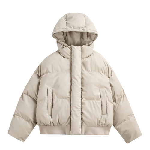 Damen Gekürzte Isolierende Pufferjacke im Boxy‑Cut mit Volumen‑Kapuze, Stehkragen und Rippbund Echo Archiv