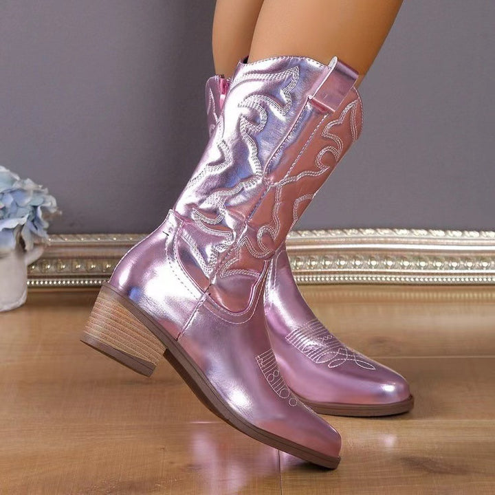 Damen nan Cowboystiefel mit mittelhohem Blockabsatz und seitlichem Reißverschluss Echo Archiv