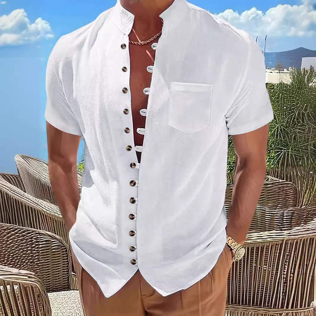 Herren Kurzarm Hemd mit modernem Knopfdesign Echoarchiv