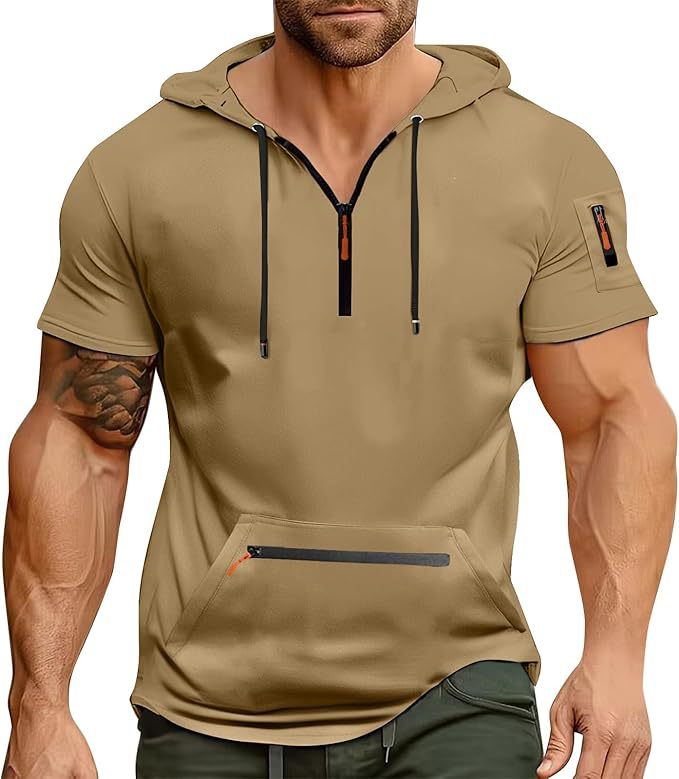Herren Kurzarm Hoodie mit Reißverschluss Echoarchiv