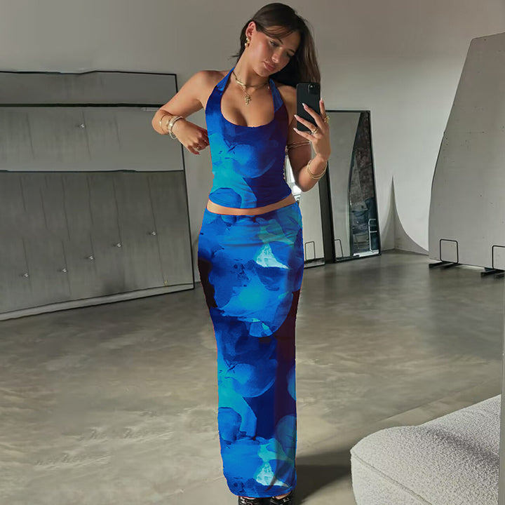 Damen Elegantes Maxikleid mit verführerischem Halterneck Echo Archiv