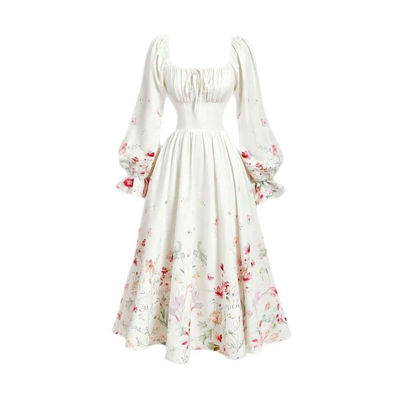 Damen Elegantes Midikleid mit Puffärmeln Echo Archiv