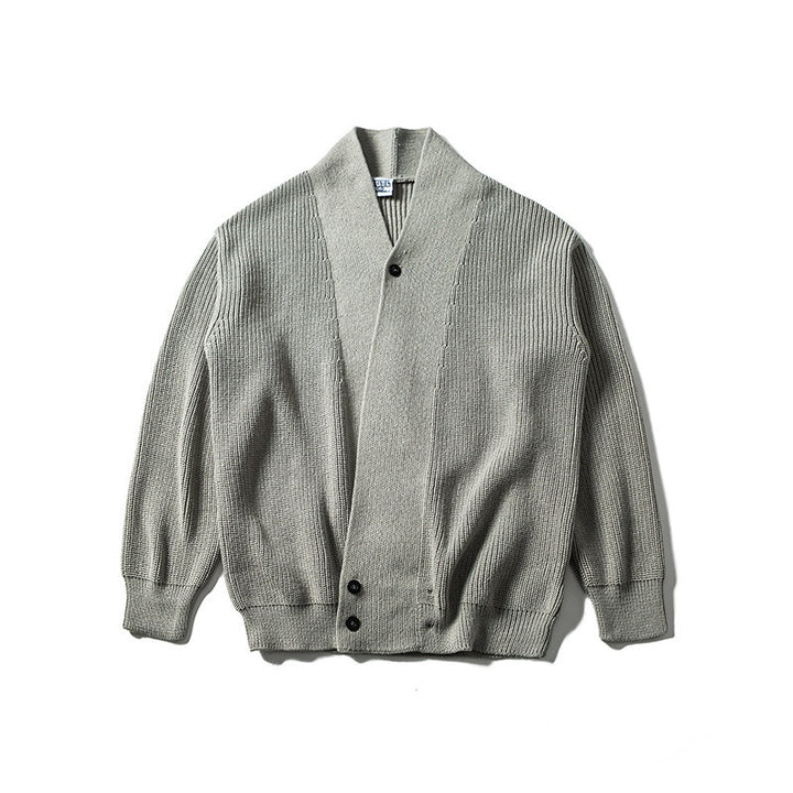 Herren Strickcardigan mit Schalkragen und asymmetrischer Knopfleiste Echoarchiv