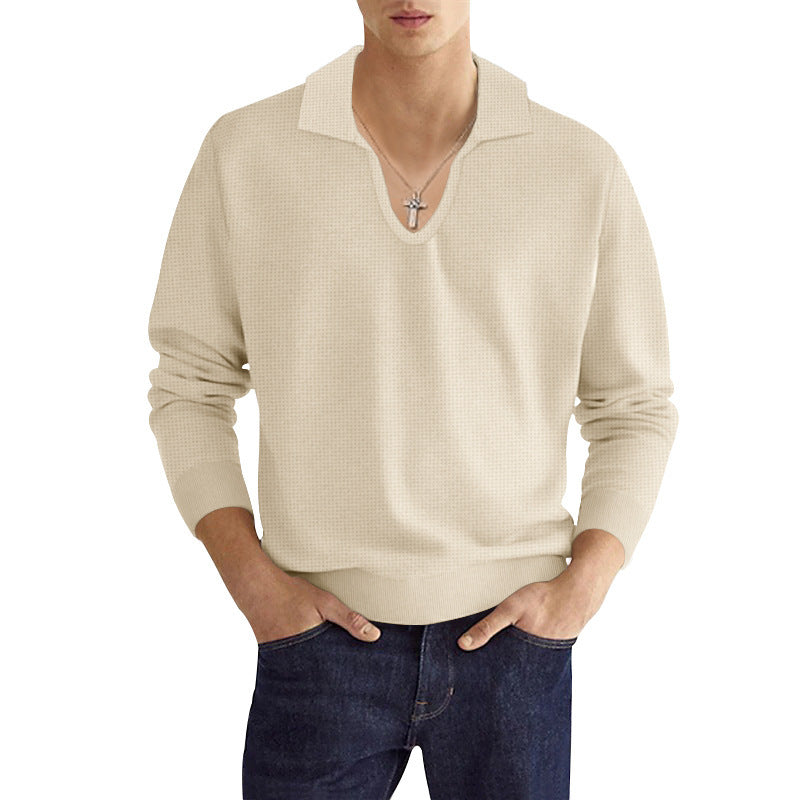 Herren Strickpullover mit modischem V-Ausschnitt und strukturiertem Design Echoarchiv