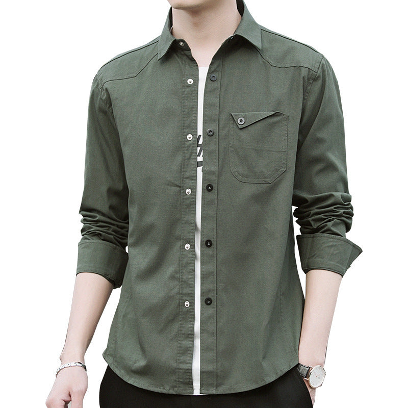 Herren Baumwoll-Overshirt im Worker-Style mit Brustpattentasche und Hemdkragen Echoarchiv