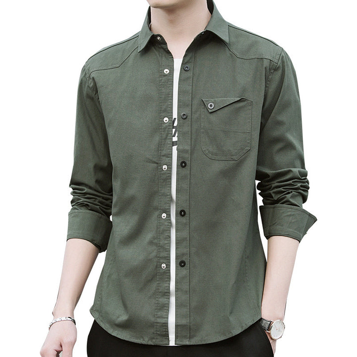 Herren Baumwoll-Overshirt im Worker-Style mit Brustpattentasche und Hemdkragen Echoarchiv