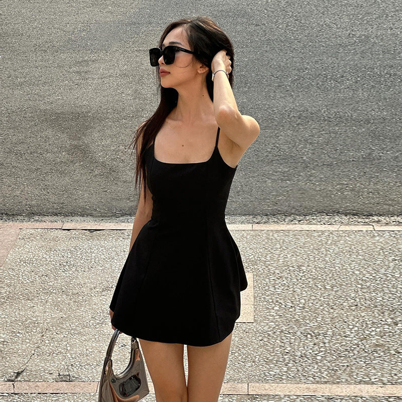 Damen tolles A-Linien Kleid mit Spaghettiträgern und schwingendem Rock Echo Archiv