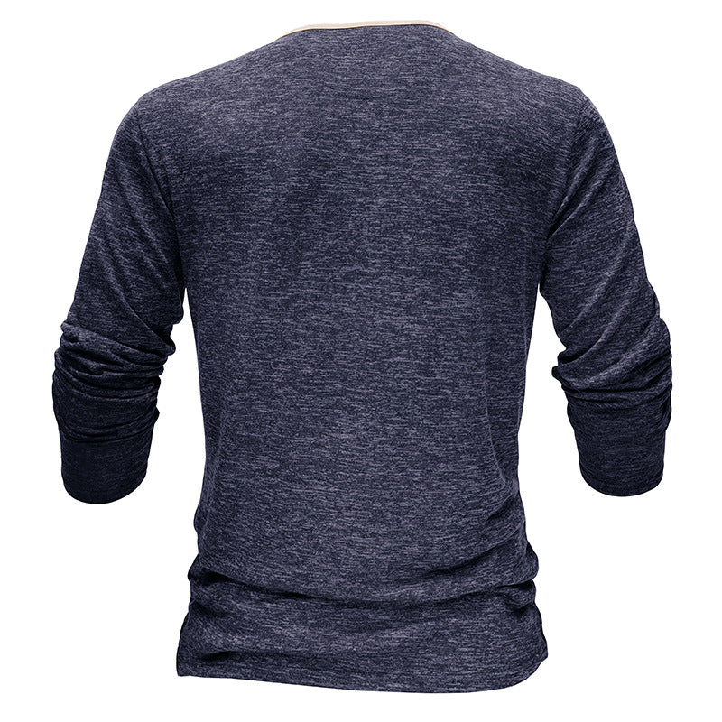 Herren Langarm-Henley-Shirt mit Knopfleiste Echoarchiv