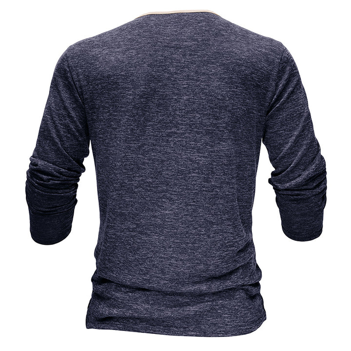 Herren Langarm-Henley-Shirt mit Knopfleiste Echoarchiv