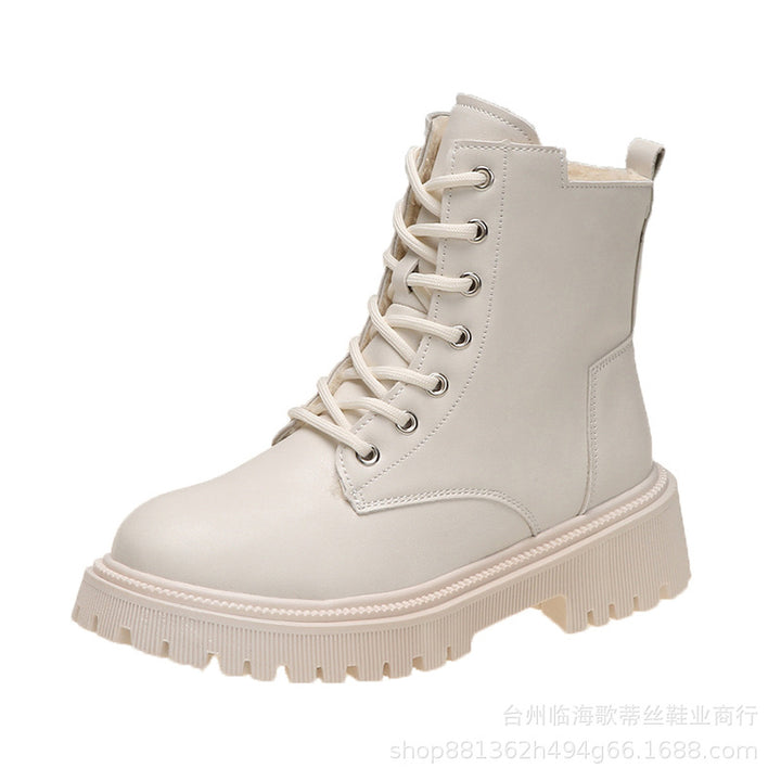 Damen Gefütterte Schnür-Bikerboots mit dicker Profilsohle – Lioré