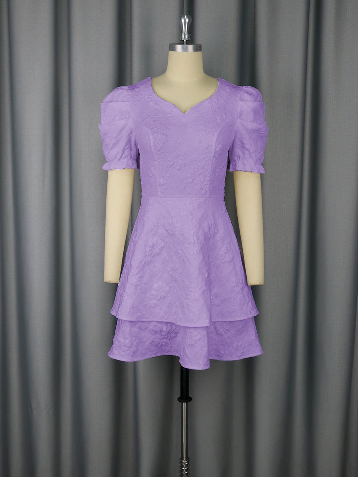 Damen romantisches Kurzarmkleid mit gestuftem Rock Echo Archiv