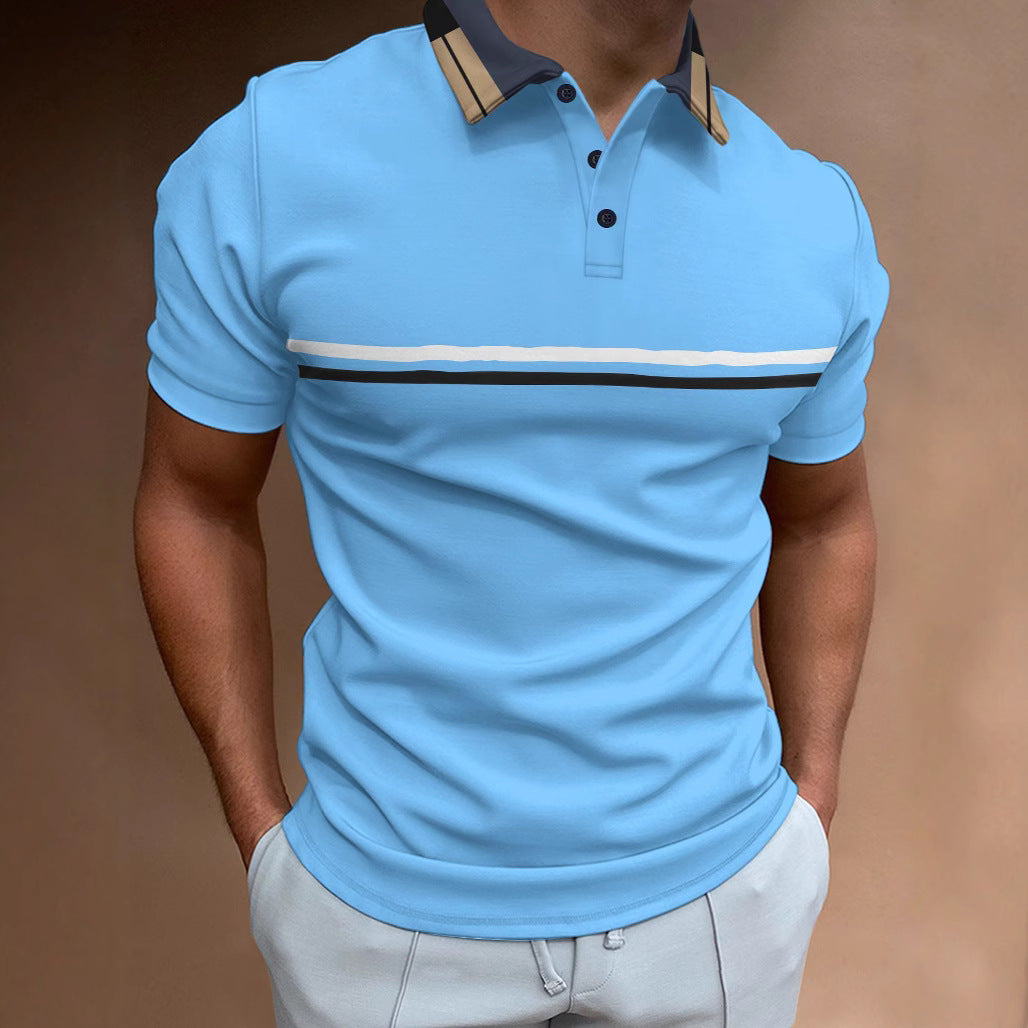 Herren modisches Kurzarm-Polohemd mit eleganten Streifen Echoarchiv