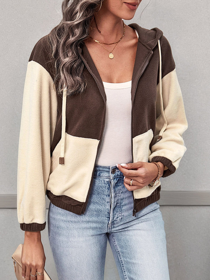 Damen Modischer Fleecejacke mit Kapuze Echo Archiv