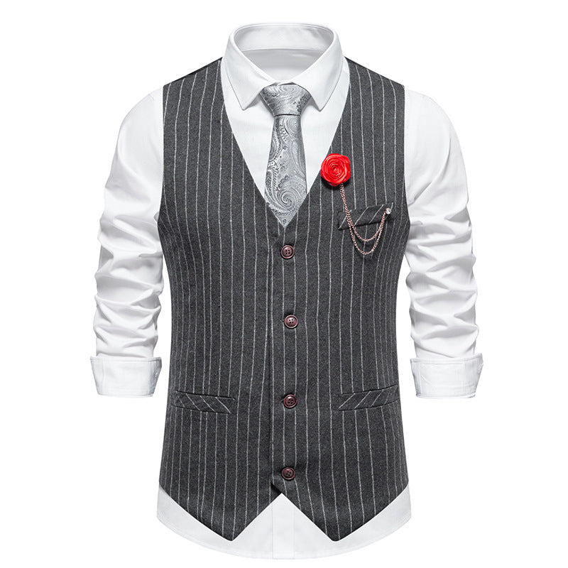 Herren elegante Weste mit schmalem Hahnentrittmuster und asymmetrischen Akzenten Echoarchiv