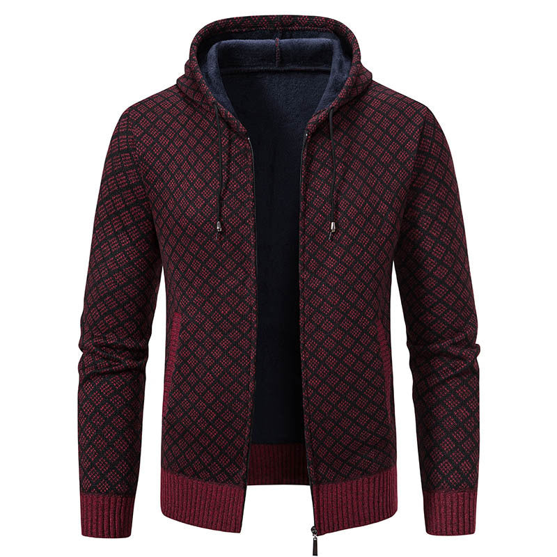 Herren stylische Jacke mit modernem Wabenmuster und Kapuze Echoarchiv
