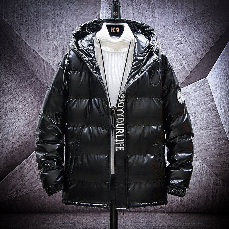 Herren glanzende steppjacke mit Kapuze und thermoisolierter Füllung Echoarchiv