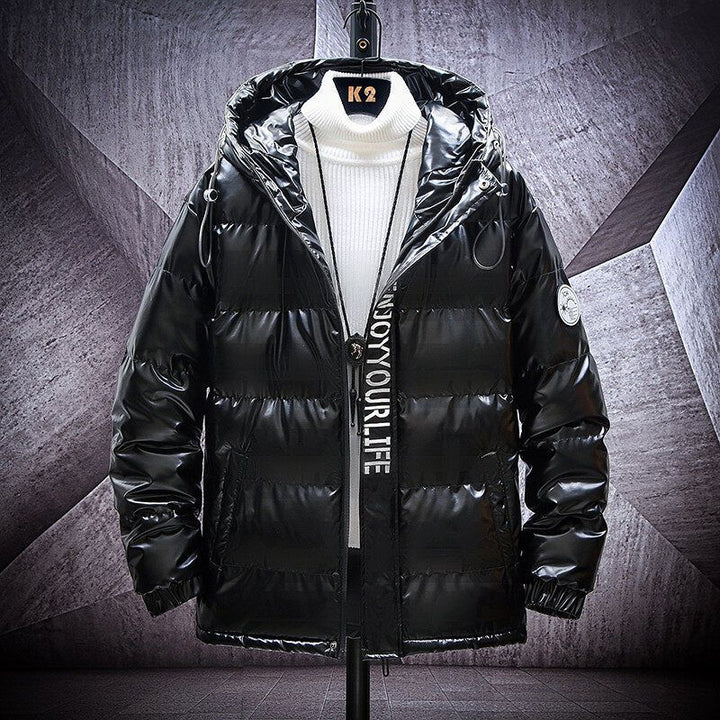 Herren glanzende steppjacke mit Kapuze und thermoisolierter Füllung Echoarchiv