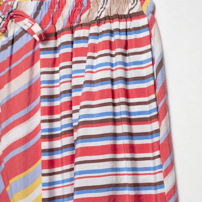 Damen Weite Palazzo‑Hose mit elastischem Bund, Tunnelzug und gestreiftem Patchwork‑Print Echo Archiv