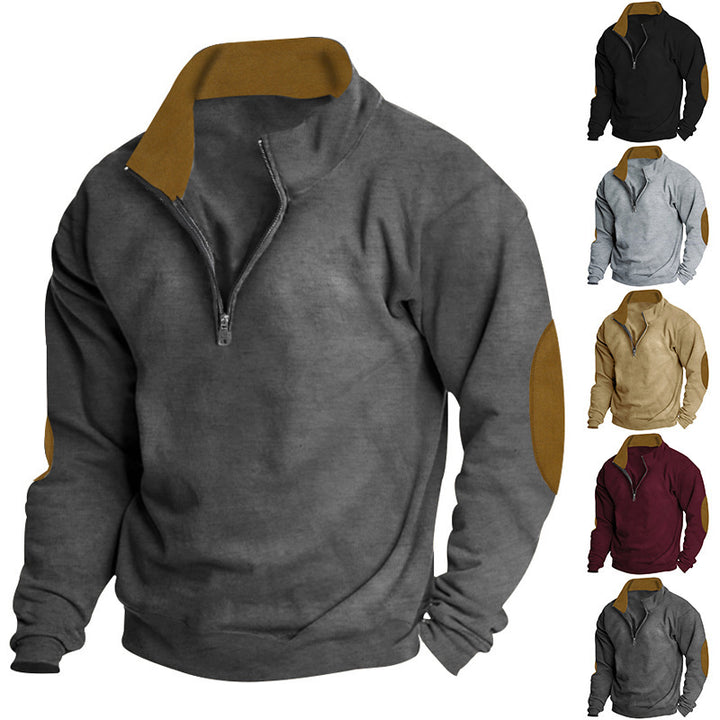 Herren modernes Sweatshirt mit halbem Reißverschluss und strukturiertem Design Echoarchiv
