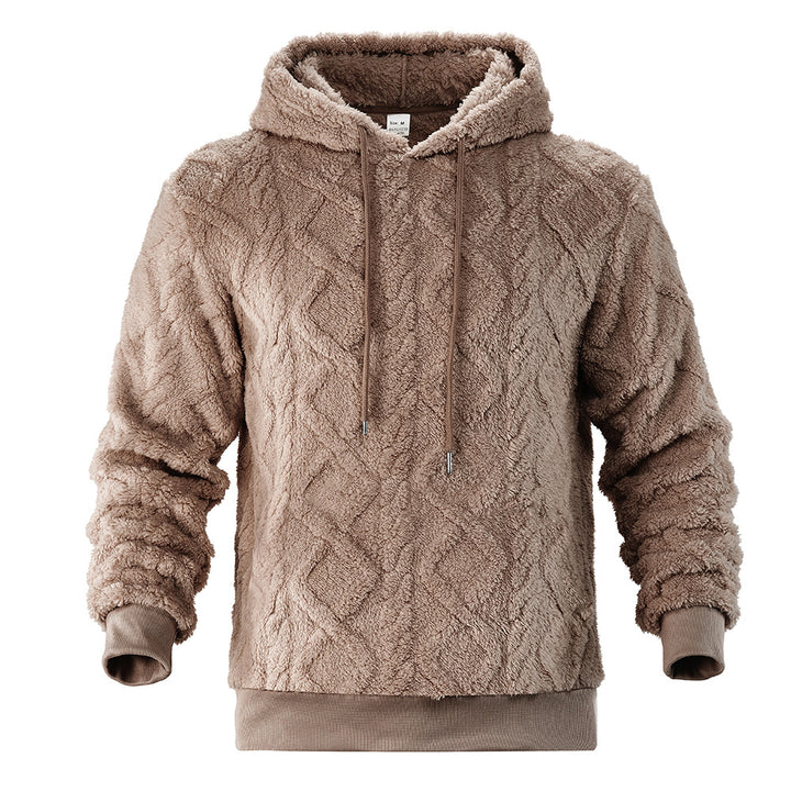 Herren Teddy-Fleece-Hoodie mit diamantstruktur, gefütterter Kapuze und weichen Rippbündchen Echoarchiv