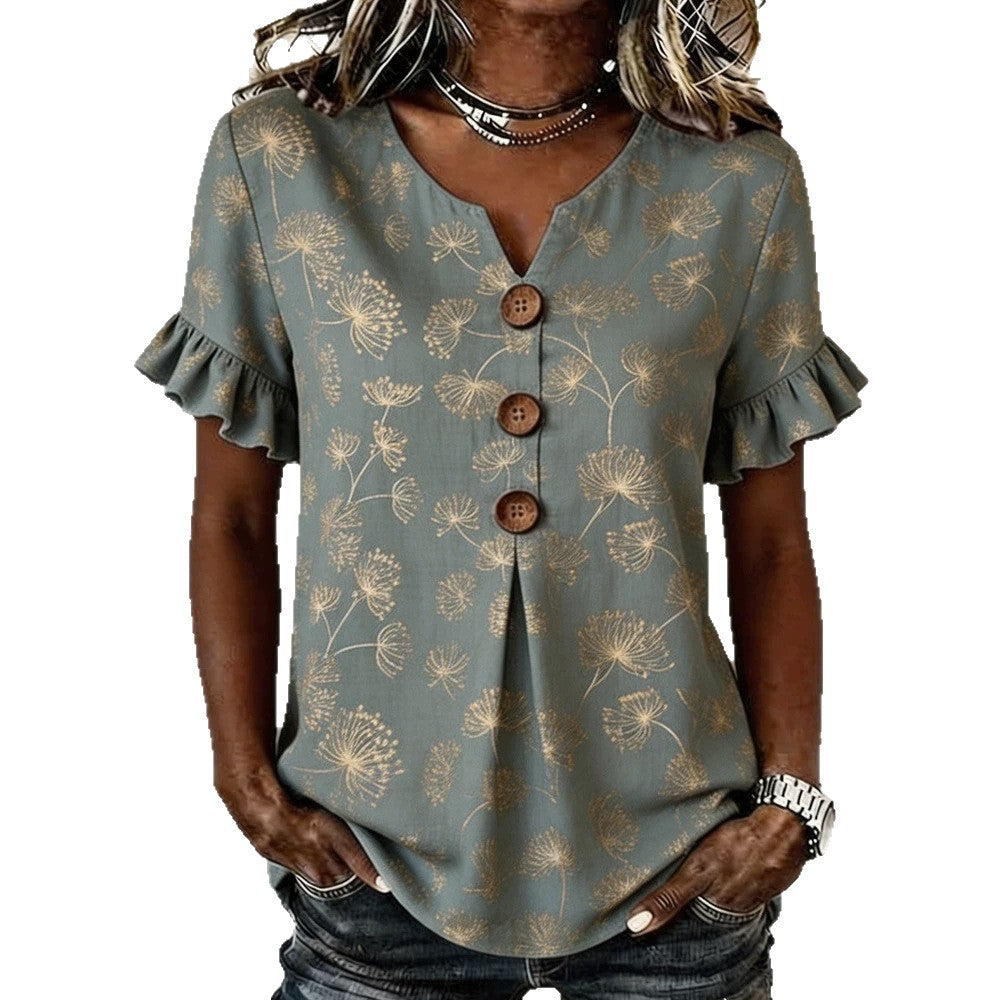 Damen Bluse mit Rüschendetails und Knopfverschluss Echo Archiv
