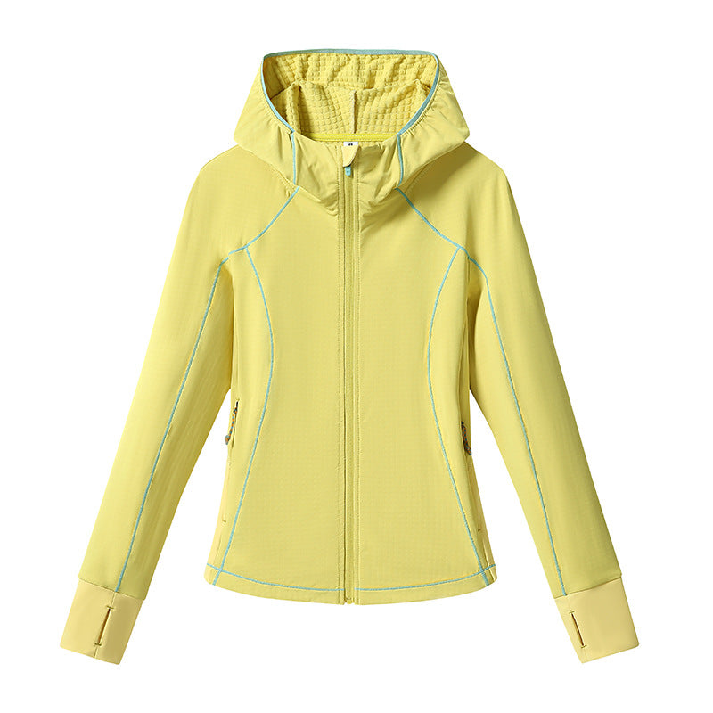 Damen Leichte Softshell-Kapuzenjacke mit ergonomischen Kontrastnähten und Daumenloch Echoarchiv
