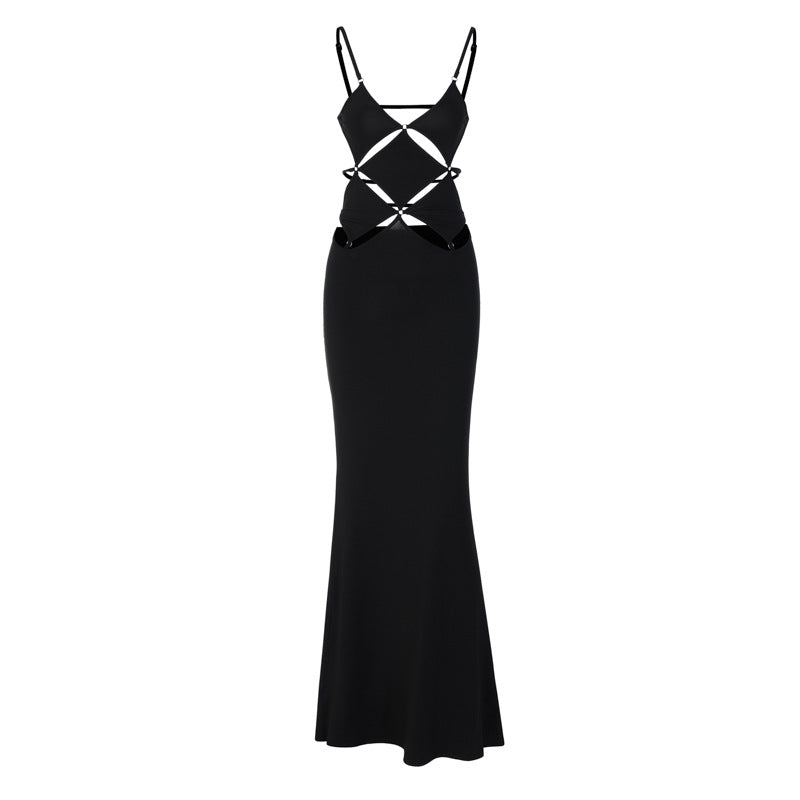 Damen glamouröses Maxikleid mit einzigartigem Schnitt und eleganten Schlaufen Echo Archiv