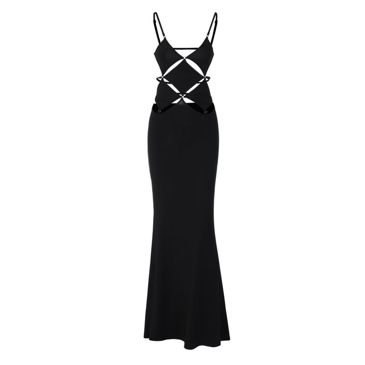 Damen glamouröses Maxikleid mit einzigartigem Schnitt und eleganten Schlaufen Echo Archiv